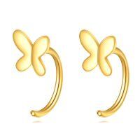 wholesale 14K Gold Butterfly Small Hoop Studs Minimalist Ear Cuff Set Gift for Her-Butterfly