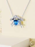 wholesale 925 Sterling Silver Koala Heart Pendant Necklace with Blue Crystal and Chain for Women Girls  45cm Length-0-3