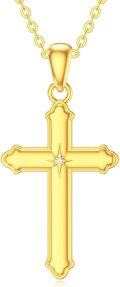 wholesale 14K Gold Diamond Cross Pendant Necklace for Women - Religious s for Mother and Wife-0-0