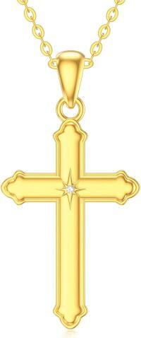 wholesale 14K Gold Diamond Cross Pendant Necklace for Women - Religious s for Mother and Wife-Natural Diamond Celtic Cross