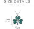 wholesale 925 Sterling Silver Shamrock Clover Leaf Malachite Stone Pendant Necklace with Abalone Shell Centerpiece s for Her Him 4å¶èé¡¹é¾åå ï¼é¶è²åå­æ¶ä¸ç»¿æ¾ç³åè´å£³ä¸­å¿é¥°åç¤¼ç©éç·å¥³å-0-4