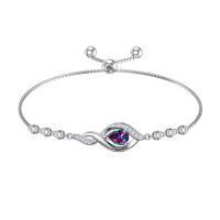 TOUPOP Sterling Silver Alexandrite June Birthstone Infinity Love Bracelet-undefined