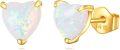 wholesale 14K Gold Heart-Shaped White Opal Stud Earrings - Solid 14K Gold Jewelry for Women-0-0