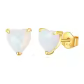 wholesale 14K Gold Heart-Shaped White Opal Stud Earrings - Solid 14K Gold Jewelry for Women-0-0