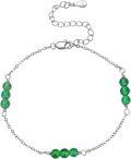 wholesale 925 Sterling Silver Green Jade Beaded Chain Ankle Anklet for Women Beach Foot Jewelry-0-0