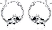 wholesale 925 Sterling Silver Cow Hoop Earrings - Adorable Animal  for Her-cow