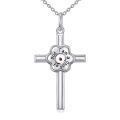wholesale 925 Sterling Silver Cross with Engraved Message Pendant Necklace for Women-0-0