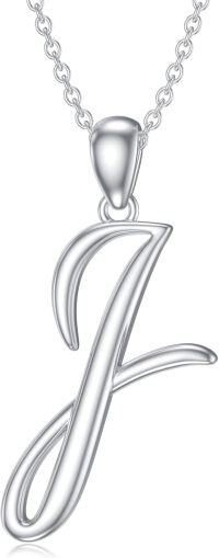 wholesale Sterling Silver 26 Letter Pendant Necklace-Letter J-white gold plated