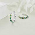 wholesale 925 Sterling Silver Bamboo Green Enamel Leaf Hoop Earrings 16mm Small Huggie Jewelry for Women-0-1