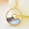 wholesale 14K Gold Fire Opal Women's Mountain Pendant Necklace - 18 Chain-0-2
