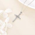 wholesale 925 Sterling Silver Natural Brown Jasper Heart Pendant Cross Necklace for Women-0-2