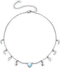 wholesale 925 Sterling Silver Moonstone Crescent & Half-Moon Necklace with Celtic Knot Design-Moon phase 13+3\"