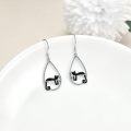 wholesale 925 Sterling Silver Cat Heart Hoop Dangle Earrings Cute s for Women-0-1