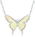 wholesale 925 Sterling Silver White Opal Butterfly Pendant Necklace Minimalist Charm s for Her-0-0