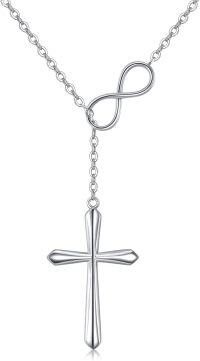 wholesale 925 Sterling Silver Infinity Cross Pendant Necklace for Women Christian  45cm Chain Length-Cross Infinity Necklace
