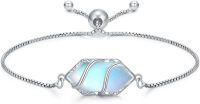 wholesale  Sterling Silver Hexagon Gemstone Bracelet for Women Fine Jewelry Gift -Moonstone
