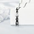 wholesale 925 Sterling Silver Teardrop Crystal and Black Cat Pendant Necklace for Women Gifts-0-2