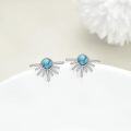 wholesale 925 Sterling Silver Moonstone & Turquoise Stud Earrings with Small Sun Design for Women-0-3