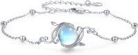 wholesale 925 Sterling Silver Blue Moonstone Flower Vine Anklet for Women-01-Vine (2-Moonstone)