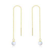 wholesale 925 Sterling Silver Yellow Gold 6mm Ball Opal Pearl Threader Earrings, Adjustable Length, Gift Box-14k Yellow gold opal earrings
