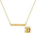 wholesale 14K Gold Minimalist Heart Charm Vertical Bar Chain Necklace for Women 18 + Extender-0-0