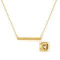 wholesale 925 Sterling Silver Horizontal Bar Pendant Necklace 14k Gold Plated With Heart Zircon-0-0