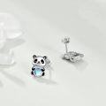 wholesale 925 Sterling Silver Panda Moonstone Stud Earrings for Women Girls Cute Animal  Idea-0-3