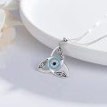wholesale 925 Sterling Silver Celtic Trinity Knot Evil Eye Pendant Necklace with Blue Cubic Zirconia Stones for Women and Men-0-1
