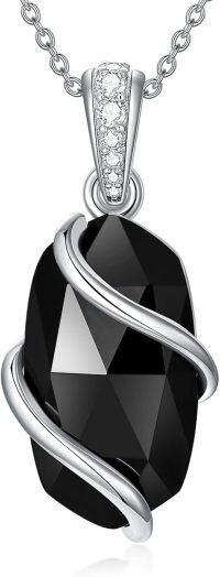 wholesale Sterling Silver Gemstone Dainty Pendant Necklace for Women Mom Gift-A-Black Onyx