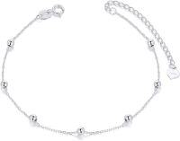 wholesale 14K Gold Chain with Beads Ankle Anklets for Women - Adjustable Length 9-12 Inches s-White Gold 14k gold