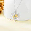wholesale 14K White Gold Diamond Sunflower Heart Pendant Necklace - 16 Chain Length-0-3