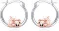wholesale 925 Sterling Silver Pig Charm Hoop Earrings for Women - Adorable Animal -0-0
