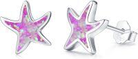 wholesale 925 Sterling Silver Pink Opal Starfish Stud Earrings - Ocean Beach  for Her-Deep Violet Opal