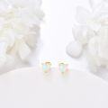 wholesale 14K Gold Heart-Shaped White Opal Stud Earrings - Solid 14K Gold Jewelry for Women-0-1