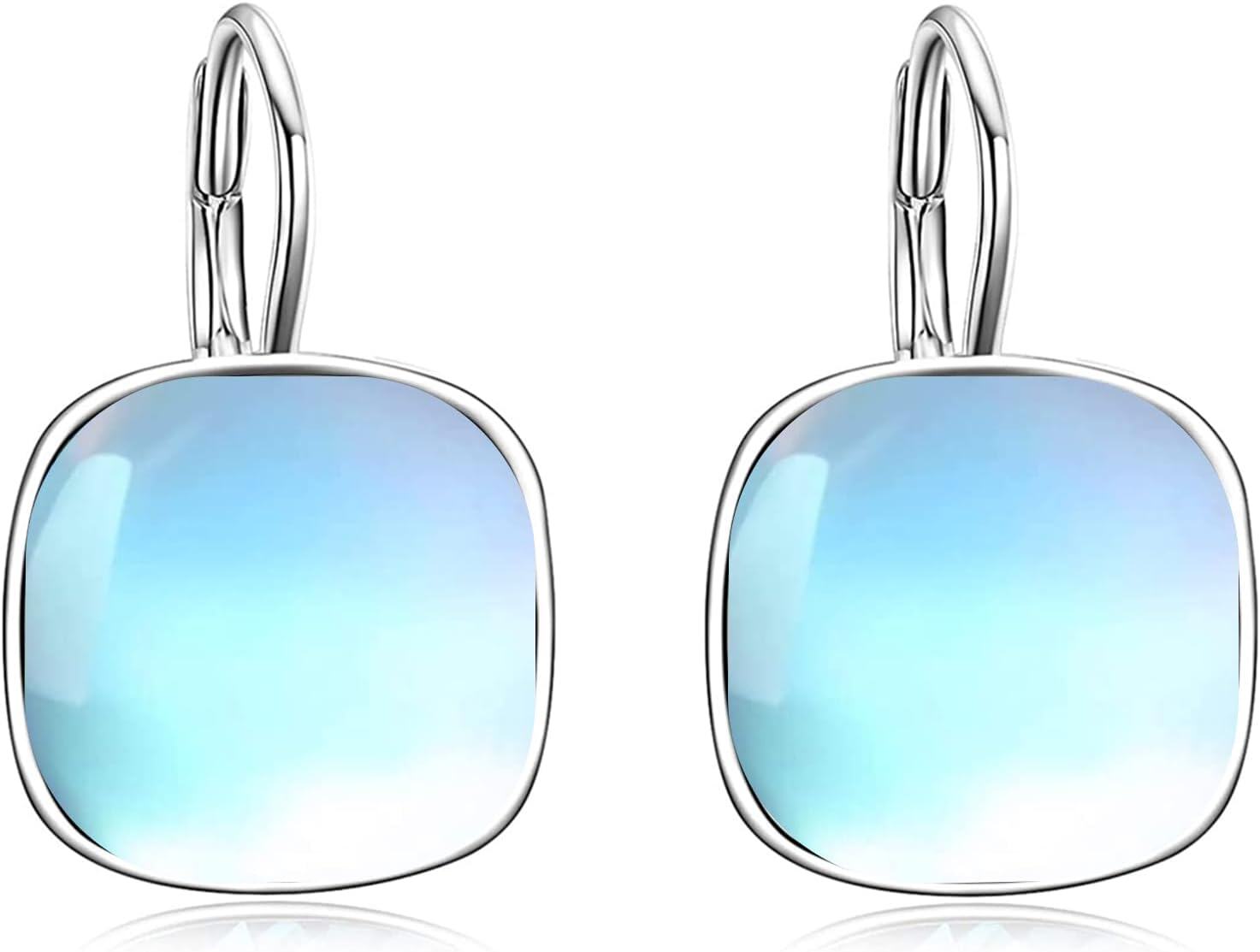 Sterling Silver Austrian Crystal Hypoallergenic Leverback Earrings Women s Gift-Moonstone Color
