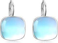 wholesale Sterling Silver Austrian Crystal Hypoallergenic Leverback Earrings Women s Gift-Moonstone Color