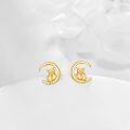wholesale 14k Gold Owl Moon Stud Earrings for Women - Real Gold s-0-1