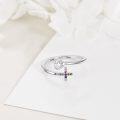 wholesale 925 Sterling Silver Moonstone Adjustable Open Ring Faith Chakra Cross Leaf Jewelry Gift-0-3