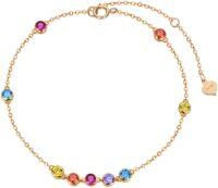 wholesale 14K Yellow Gold 5A Cubic Zirconia Gemstone Chakra Bracelet, Adjustable Lead & Nickel Free, Gift Box-single layer