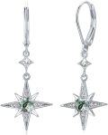 wholesale 925 Sterling Silver Green Starburst Moonstone Leverback Earrings-0-0