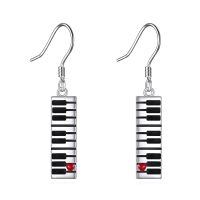 wholesale 925 Sterling Silver Dangle Earrings with Piano Keys and Heart Charm - Musician's Gift for Her-Piano