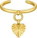 wholesale 14K Gold Adjustable Open Toe Cuff Ring for Women Dangle Heart Leaf-0-0