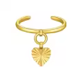 wholesale 14K Gold Adjustable Open Toe Cuff Rings Wholesale for Women Dangle Heart Leaf-0-0