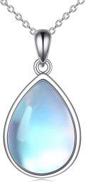 wholesale 925 Sterling Silver Teardrop Pendant Necklace with Opal Stone for Women s-0-6