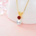 wholesale 925 Sterling Silver Gold-Plated Cubic Zirconia & Pearl Pendant Necklace for Women-0-3