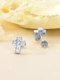 wholesale 925 Sterling Silver Cross Stud Earrings with Cubic Zirconia - Religious  for Her-0-3