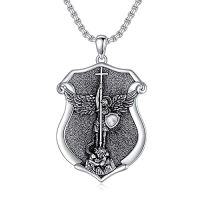 wholesale Saint Patron Necklace For Men Women 925 Sterling Silver St Medal Protection Necklace Catholic Religious Amulet Gifts For Christmas Birthday Father Son Brother Husband -style_name:Saint Michael VI