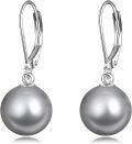 wholesale 925 Sterling Silver Grey Freshwater Cultured Pearl Leverback Dangle Drop Earrings for Women-0-0