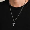 wholesale 925 Sterling Silver &  Cross Pendant with Braided Chain - Christmas/Birthday Gift for Him-0-4