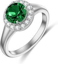 wholesale 925 Sterling Silver Moissanite Birthstone Crystal Halo Engagement Ring-02-Amethyst-05-Emerald